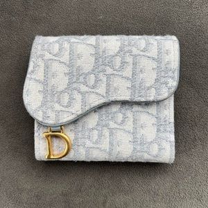 Dior Saddle Lotus Wallet - Grey Dior Oblique Jacquard